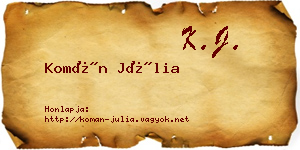 Komán Júlia névjegykártya