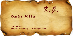 Komán Júlia névjegykártya